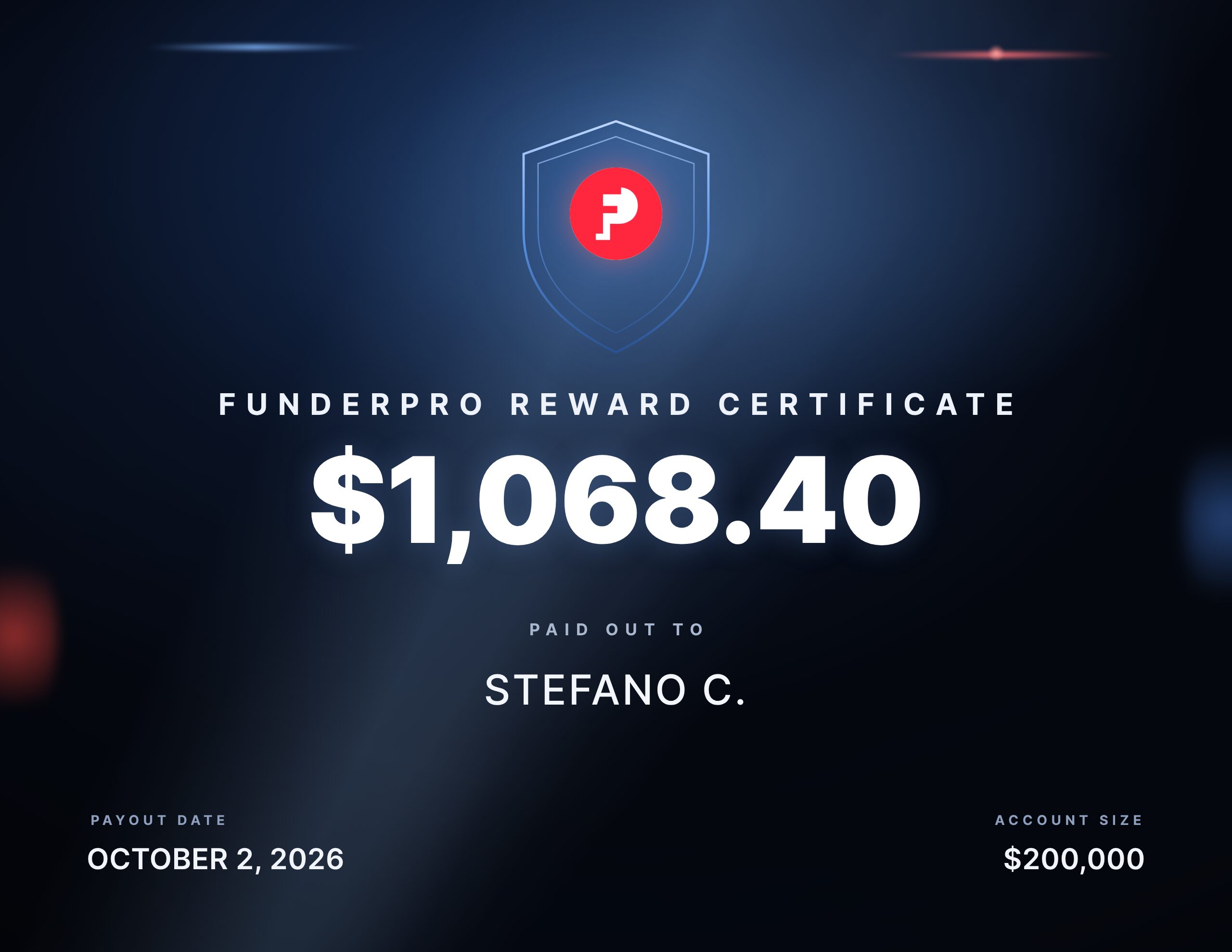 Recompensa de $1,068.40 pagada a Stefano C.