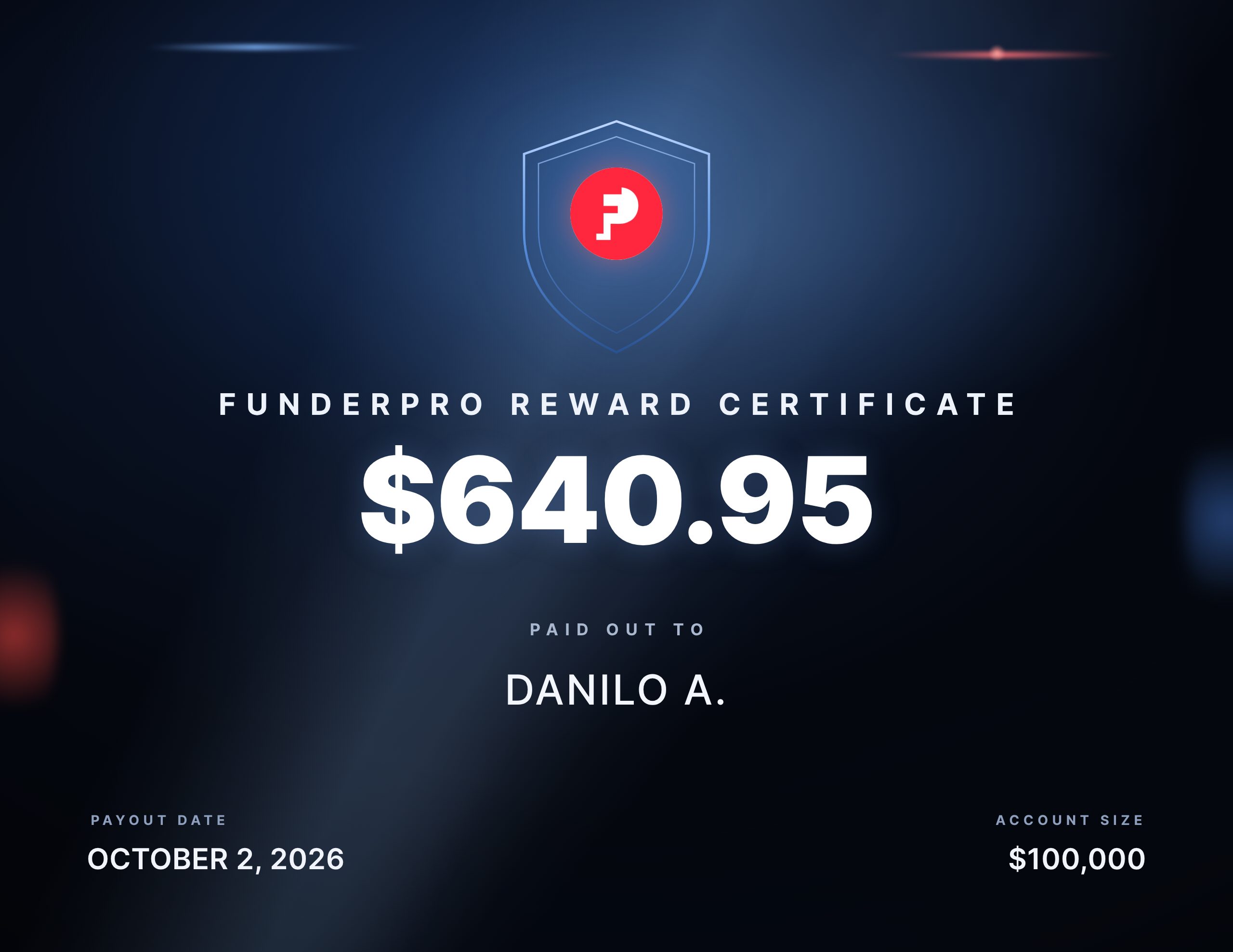 Recompensa de $640.95 pagada a danilo a.