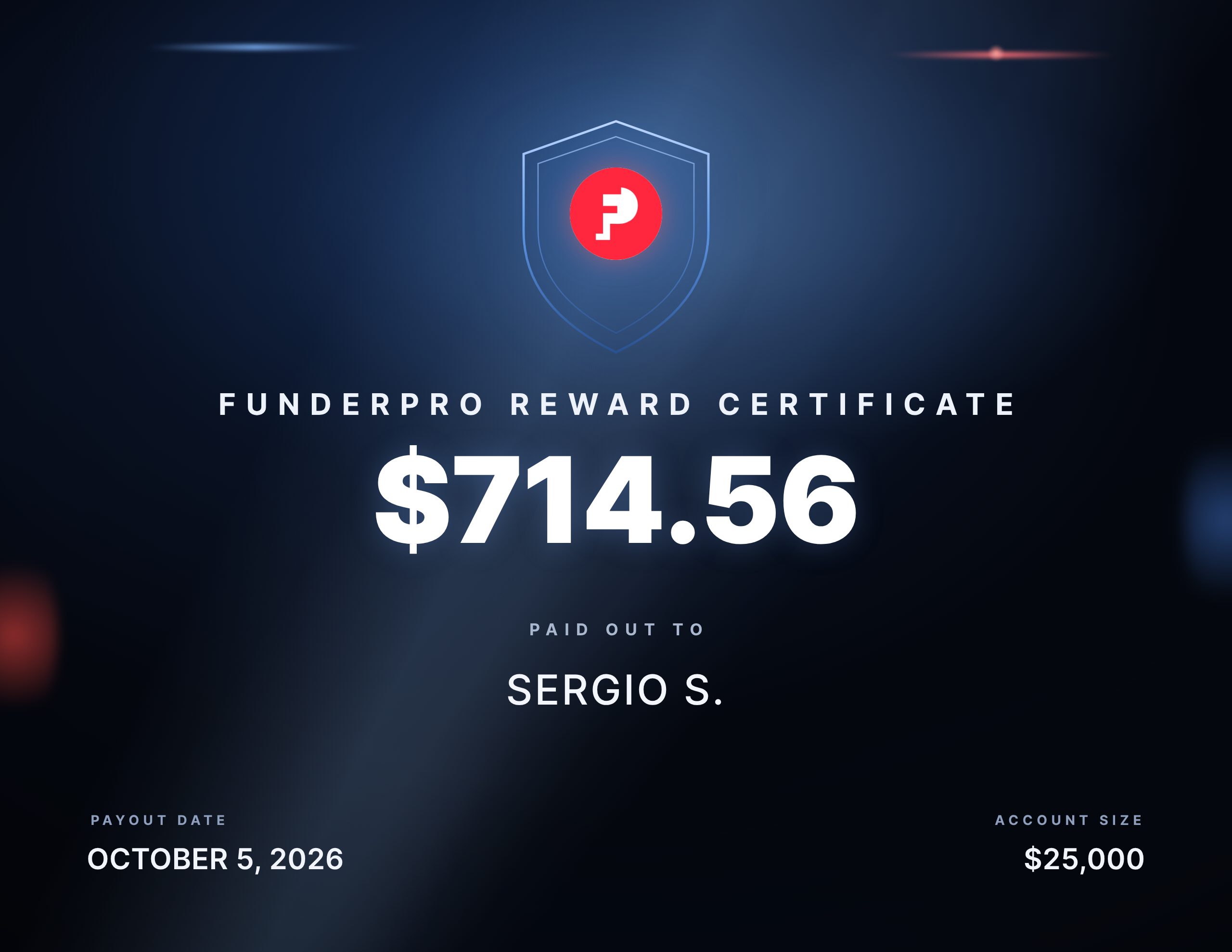 Recompensa de $714.56 pagada a Sergio S.
