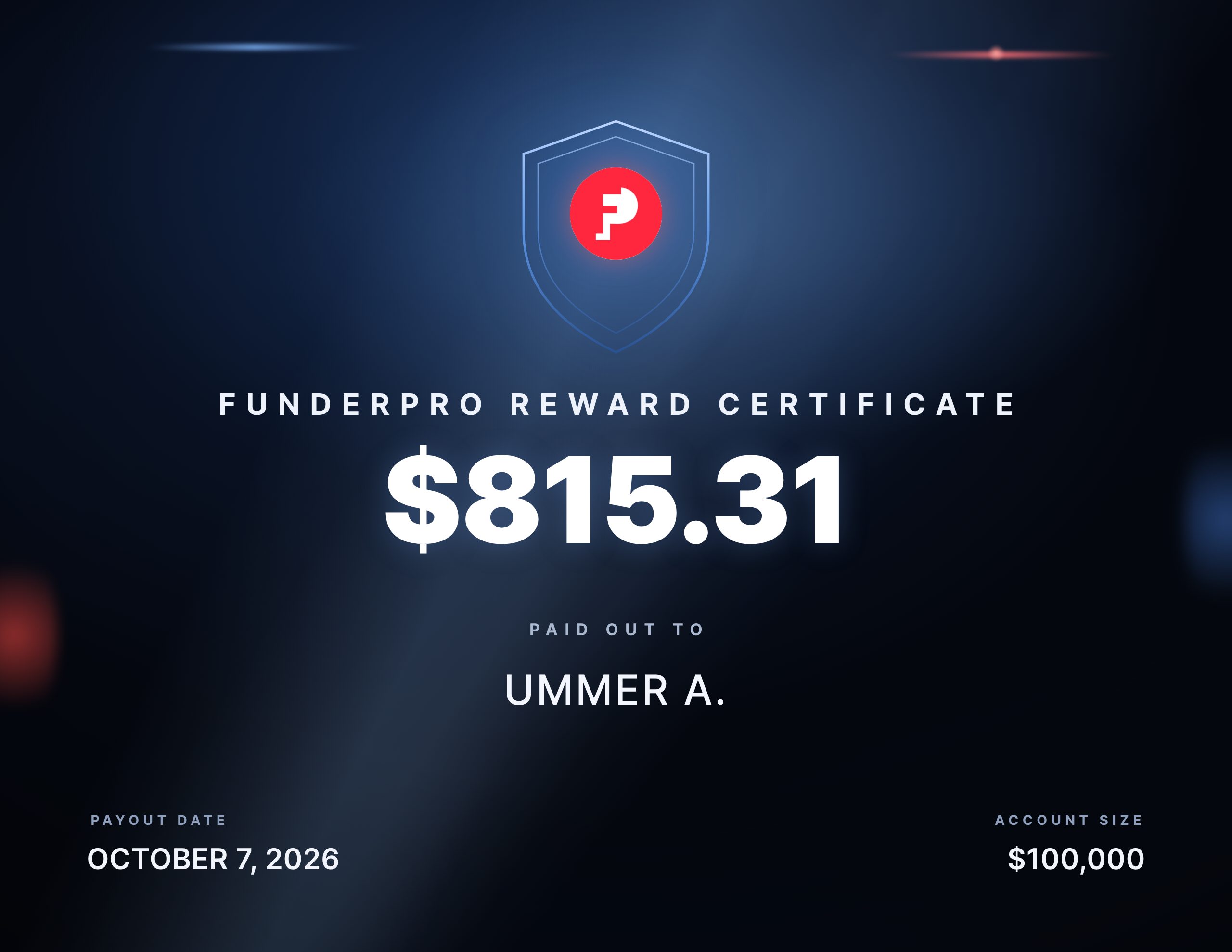 Recompensa de $815.31 pagada a Ummer A.