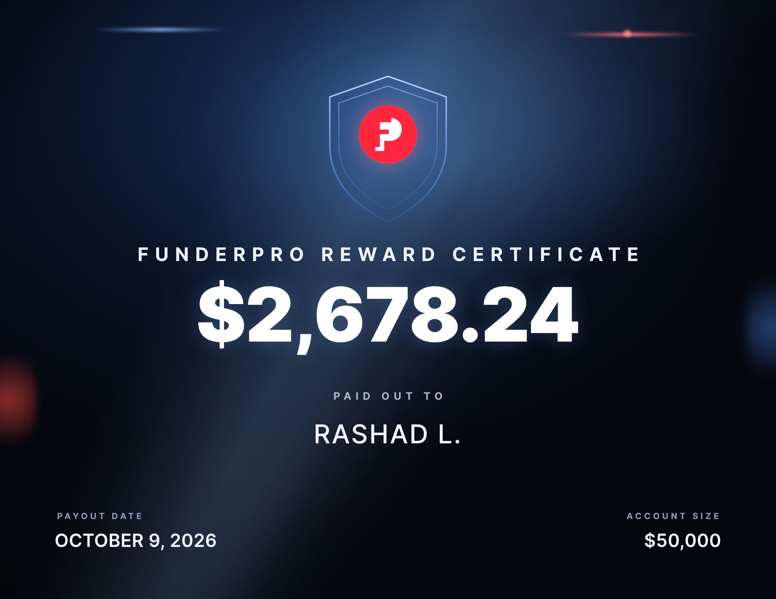 Recompensa de $2,678.24 pagada a Rashad L.