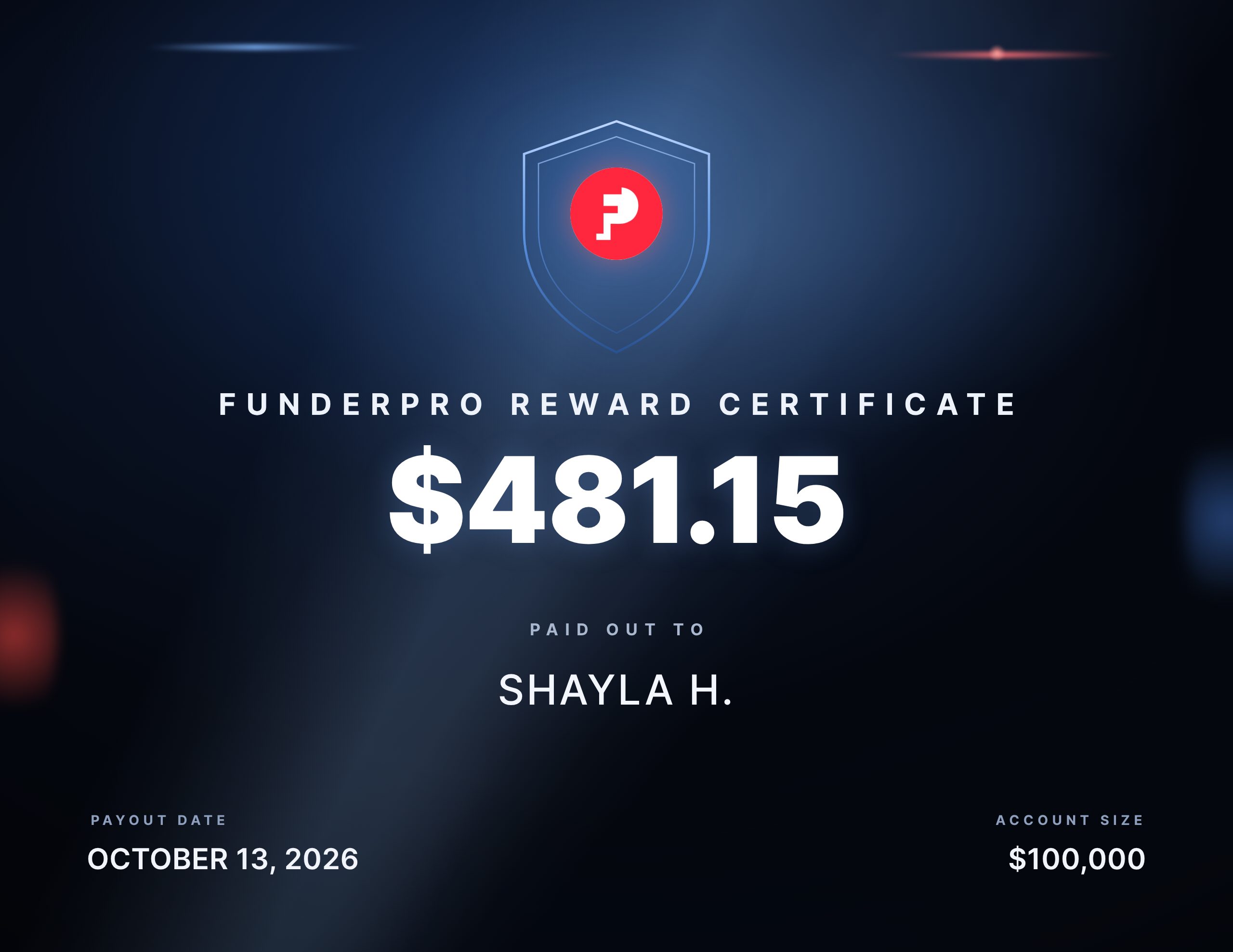 Recompensa de $481.15 pagada a Shayla H.