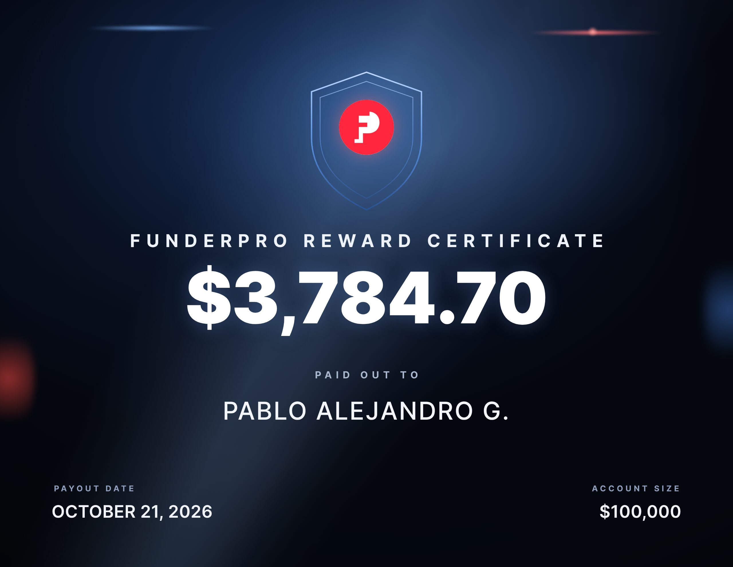 $3,784.70 reward paid out to PABLO ALEJANDRO G.