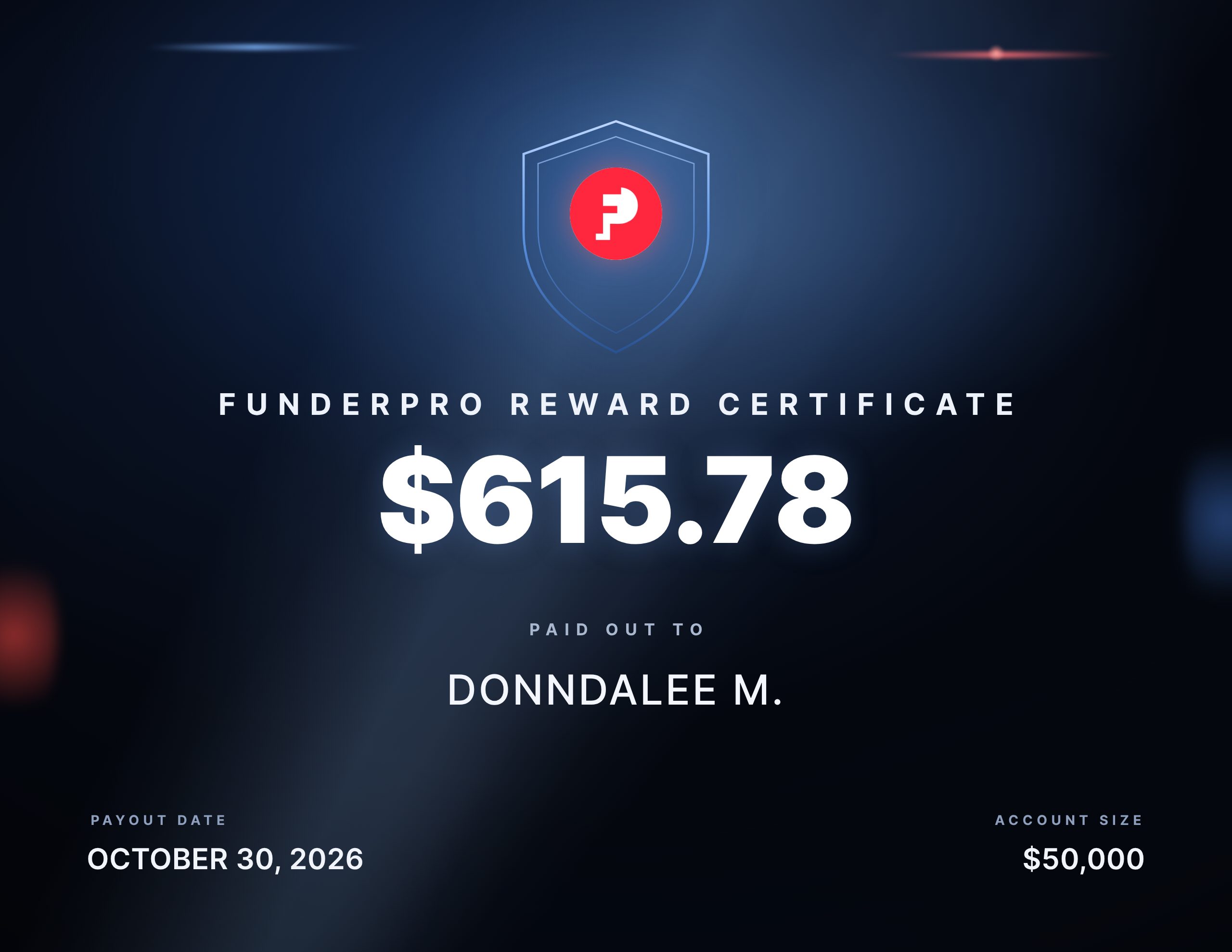 $615.78 reward paid out to Donndalee M.